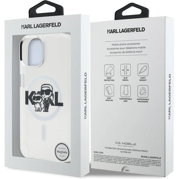 Karl Lagerfeld IML Glitter Karl and Choupette Sketch MagSafe kryt iPhone 15 číry - Puzdra - Obrázok 8ae6ffc63da1449b9b93ce9aa61c3dbc