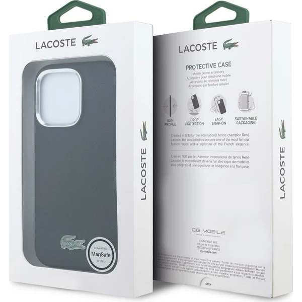Lacoste PVC Iconic Petit Pique Metal Logo MagSafe kryt iPhone 16 Pro Max čierny - Puzdra - Obrázok 8b0c9238cdb547f2ae02bfbe8845d94a
