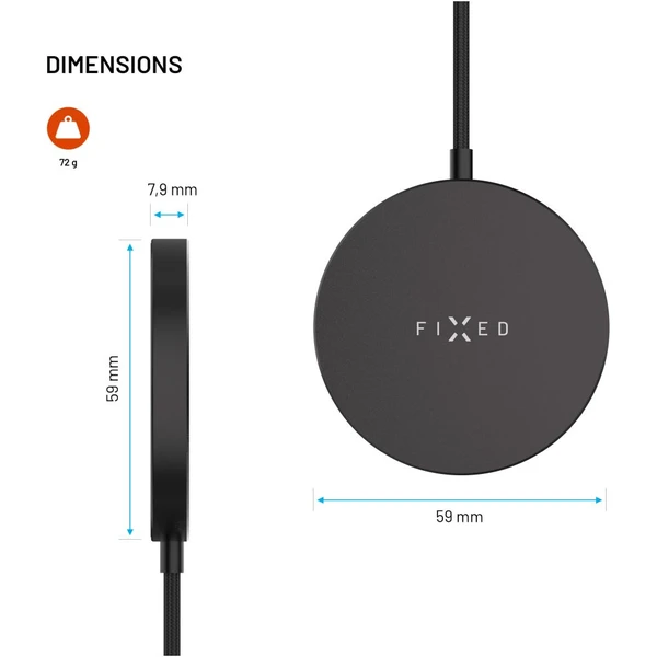FIXED MagPad Slim MagSafe nabíjačka s Qi2, 15W, čierna - Nabíjačky - Obrázok 8b1e0912d7de4b07a103d62aa0c4b61c