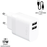 FIXED nabíjačka s USB-A/Lightning káblom, 1 m, MFi, 17W, biela - Nabíjačky