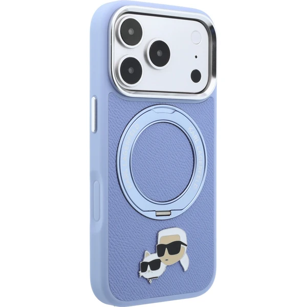 Karl Lagerfeld PU Grained K&CH Heads Ring Stand Magsafe kryt iPhone 18 Pro modrý - Puzdra - Obrázok 8b31f6a5239a461f8198d02e4b88e742