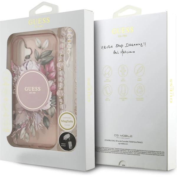 Guess IML Flowers Strap MagSafe kryt iPhone 17 ružový - Puzdra - Obrázok 8b438da3dfc8485a943261dbcf21249c