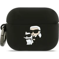 Karl Lagerfeld 3D Logo NFT Karl a Choupette silikónové puzdro AirPods Pro 3 čierne - Puzdra