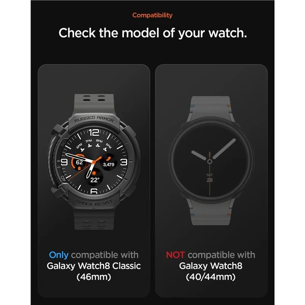 Spigen Rugged Armor kryt Galaxy Watch8 Classic (46mm) matne čierny - Puzdra - Obrázok 8b8eb3ffdca345beaa294e8cadf213a8