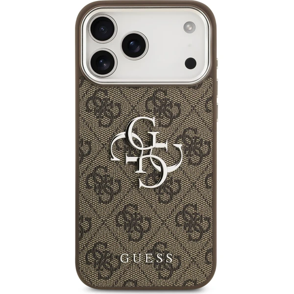 Guess PU 4G Kovový kryt na logo iPhone 17 Pro Max strieborný/hnedý - Puzdra - Obrázok 8ba5b831e3c94977b7e0346724cd8a69