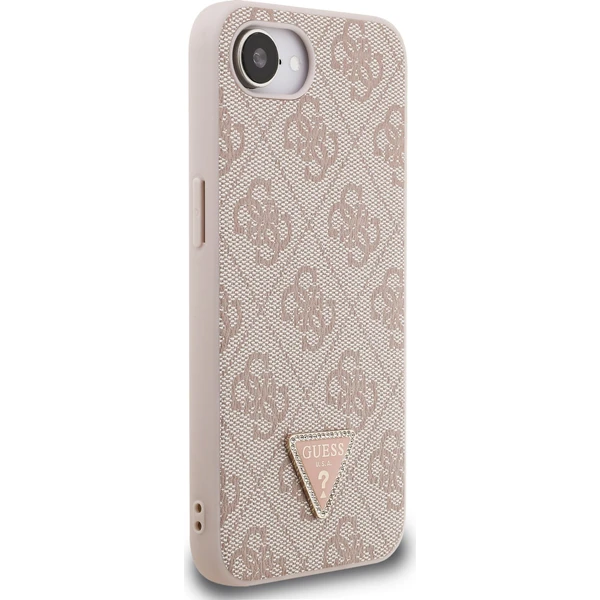 Guess PU 4G Strass Trojuholník Kovové Logo kryt iPhone 17e/16e ružový - Puzdra - Obrázok 8bacf4f620c64c9c9ff2aeb31060eca5