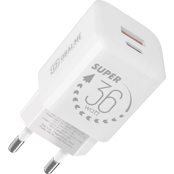 OBAL:ME GaN nabíjačka USB-A/USB-C (36W) biela - Nabíjačky - Hlavný obrázok