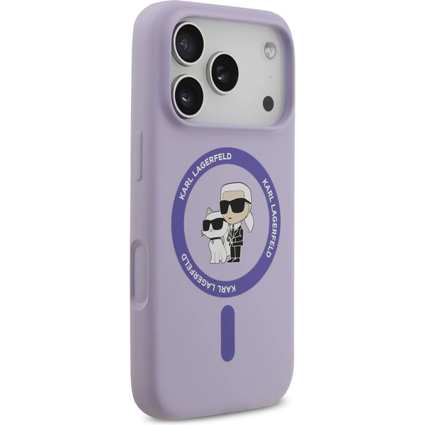 Karl Lagerfeld Liquid Silicone Karl a Choupette MagSafe kryt iPhone 17 Pro fialový - Puzdra - Obrázok 8bd7b078f905498fb9c71996030fa820