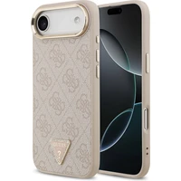 Guess PU Leather 4G Triangle Logo Gold Frame MagSafe kryt iPhone Air ružový - Puzdra