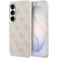 Guess PU 4G Skript Kovové logo Magnetický kryt Samsung Galaxy S26 ružový - Puzdra