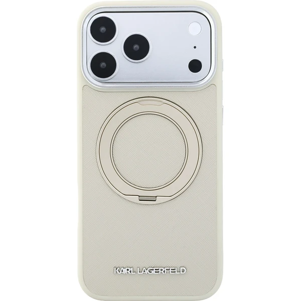 Karl Lagerfeld PU Saffiano Ring Stand MagSafe kryt iPhone 18 Pro Max béžový - Puzdra - Obrázok 8c35b7e5192e4b1184822eb288399d3d