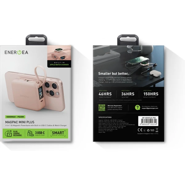 ENERGEA MagPac Mini Plus MagSafe powerbanka s káblom, 10000mAh, ružová - Powerbanky - Obrázok 8c70ac938de543138eef907803e36d5c