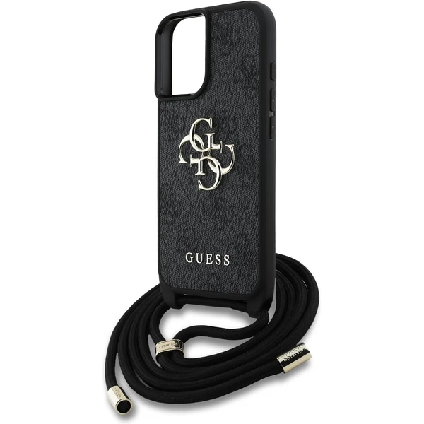 Guess PU 4G Metal Logo Crossbody popruh kryt iPhone 16 čierny - Puzdra - Obrázok 8c70eb4e45194b258fb54c0579aff7f4