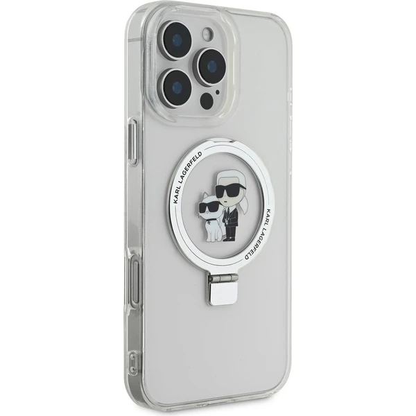 Karl Lagerfeld Ringstand Karl and Choupette MagSafe kryt pre iPhone 16 Pro Max biely - Puzdra - Obrázok 8cdf58843aaf4860be43d3d7f7bd5aa0