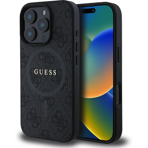 E-shop Guess PU Leather 4G Colored Ring MagSafe kryt iPhone 16 Pro Max čierny