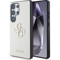 Guess PU Grained 4G kovový kryt na logo Samsung Galaxy S25 Ultra béžový - Puzdra