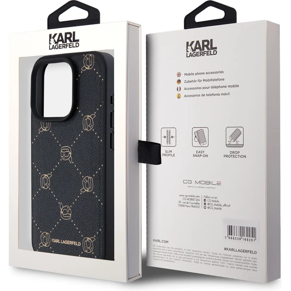Karl Lagerfeld PU Karl Heads Pattern Magsafe zadný kryt pre iPhone 15 Pro Max čierny - Puzdra - Obrázok 8d95e46f1ba3465a972641e303d9697f