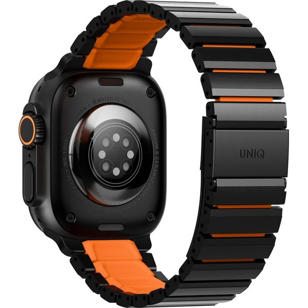 UNIQ Strova Flex titanový remienok pre Apple Watch 49/46/45/44mm Titanium Silver/Volt Orange - Remienky - Obrázok 8d9a64ce64814ddc808140f9254f794d