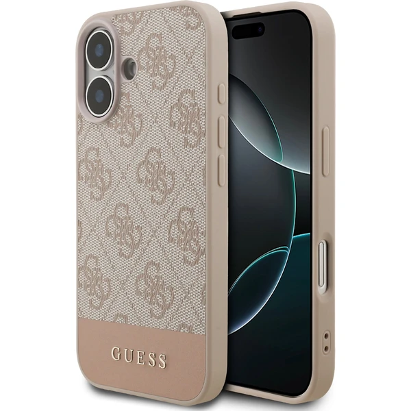 Guess PU 4G Stripe Zadný Kryt pre iPhone 17 ružový - Puzdra - Hlavný obrázok