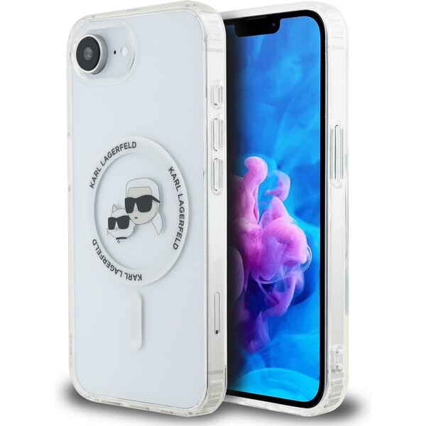 E-shop Karl Lagerfeld IML K&CH Heads kovový rám MagSafe kryt iPhone 17e/16e priehľadný