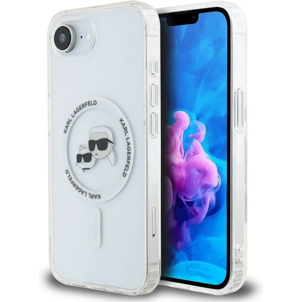 Karl Lagerfeld IML K&CH Heads kovový rám MagSafe kryt iPhone 17e/16e priehľadný - Puzdra - Hlavný obrázok