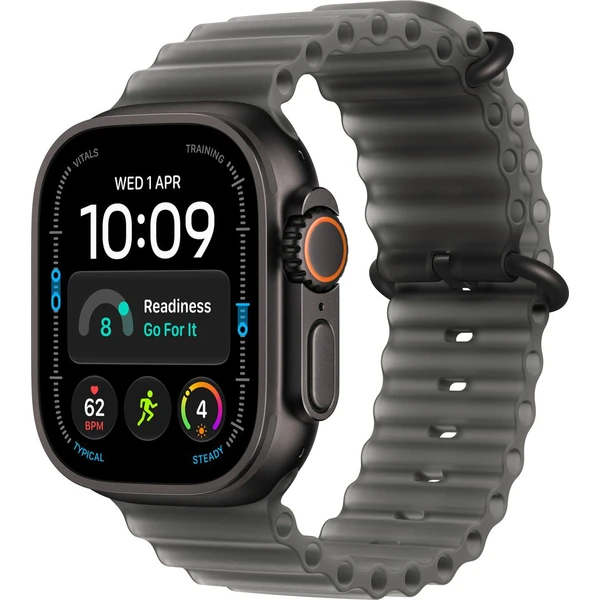 Apple Watch Ultra 4 49mm Přírodní titan s průsvitně černým Oceánským řemínkem - Inteligentné hodinky - Hlavný obrázok