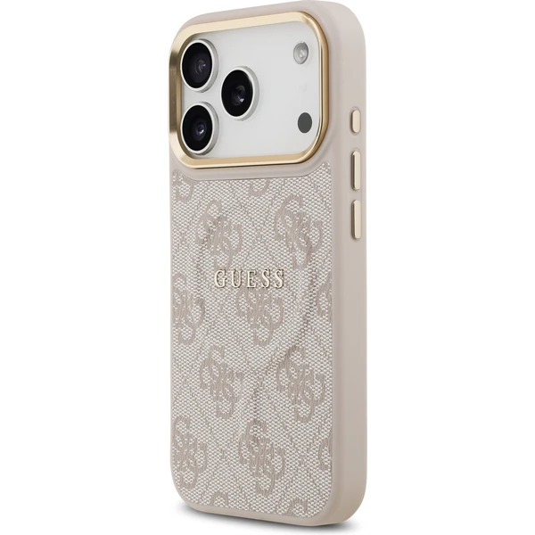 Guess PU Leather 4G Gold Frame MagSafe kryt iPhone 17 Pro ružový - Puzdra - Obrázok 8dffa810a9e8478d851b363f2aab3319