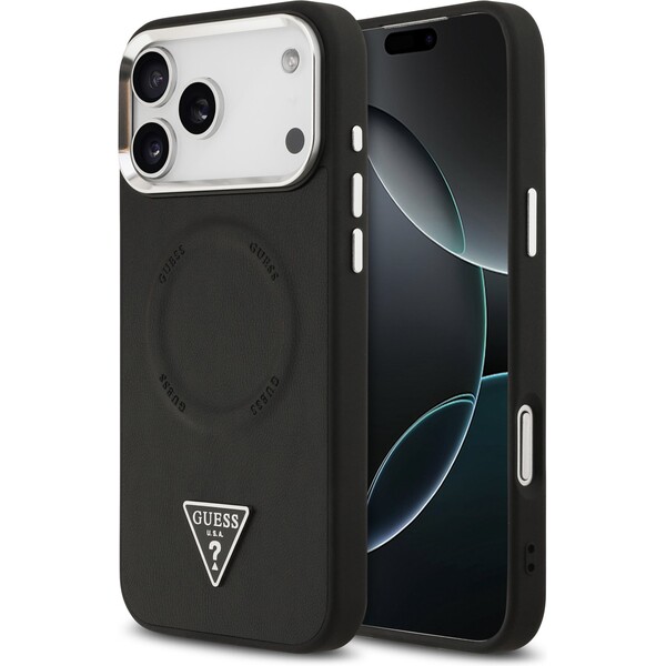 E-shop Guess PU Leather Triangle Logo MagSafe kryt iPhone 17 Pro čierny