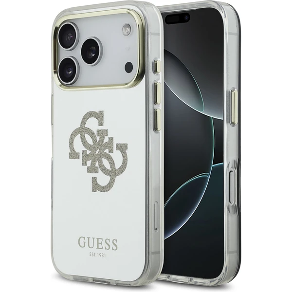 Guess PC/TPU Mirror 4G Glitter Logo MagSafe kryt iPhone 17 Pro zlatý - Puzdra - Hlavný obrázok