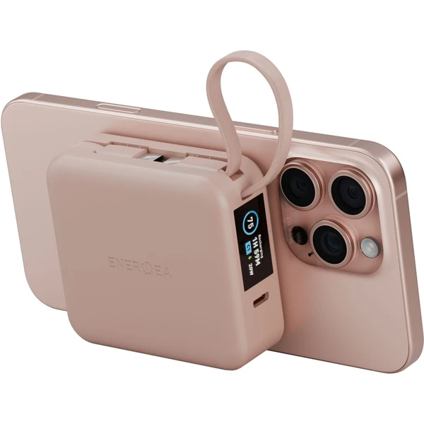 ENERGEA MagPac Mini Plus MagSafe powerbanka s káblom, 10000mAh, ružová - Powerbanky - Hlavný obrázok