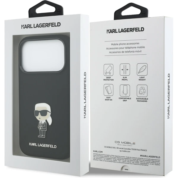 Karl Lagerfeld Liquid Silicone Metal Ikonik kryt iPhone 17 Pro čierny - Puzdra - Obrázok 8e5a2245e1f4485788ce996f18bf6deb