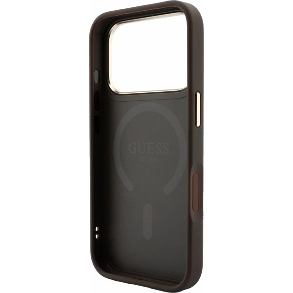 Guess PU Leather 4G Gold Frame Embossed MagSafe Zadný kryt pre iPhone 18 Pro Max Brown - Puzdra - Obrázok 8e74e67e969b408e96fd26e46b08d747