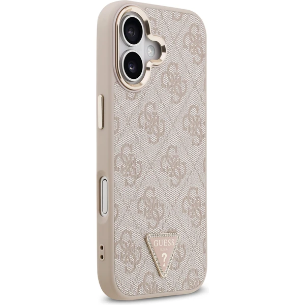 Guess PU Leather 4G Triangle Logo Gold Frame MagSafe kryt iPhone 17 ružový - Puzdra - Obrázok 8e75d472ec1647969ccdfa536071fa71
