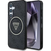 Guess IML 4G Glitter a Triangle Logo MagSafe kryt Samsung Galaxy S25+ čierny - Puzdra