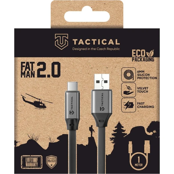 Tactical Fat Man 2.0 kábel USB-A/USB-C 1m sivý - Káble a redukcie - Obrázok 8f8246f334b24f09a98ec5a729785798