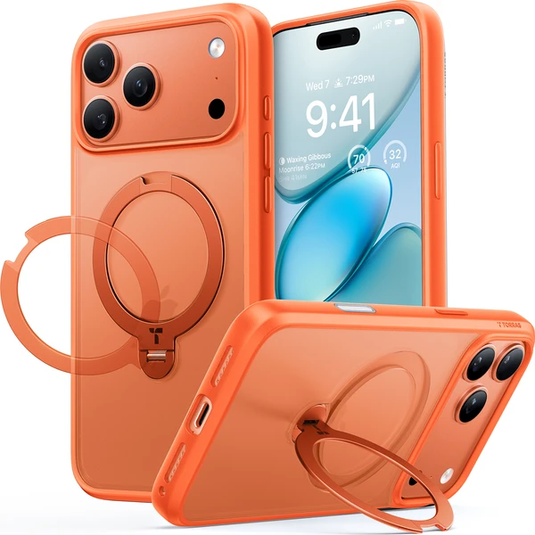 Torras Ostand Q3 Spin MagSafe kryt iPhone 17 Pro Max energy oranžová - Puzdra - Hlavný obrázok