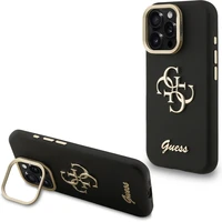 Guess PU Grained 4G Logo Stand Camera Frame kryt iPhone 15 Pre čierny - Puzdra