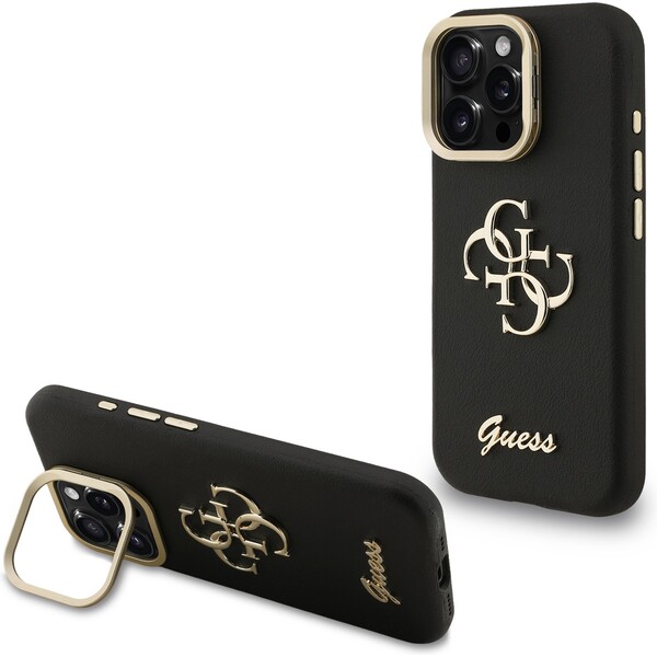 E-shop Guess PU Grained 4G Logo Stand Camera Frame kryt iPhone 15 Pre čierny