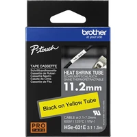 Brother HSE631E zmršťovacia bužírka čierna na žltom 11,2 mm - Pásky pre štítkovače