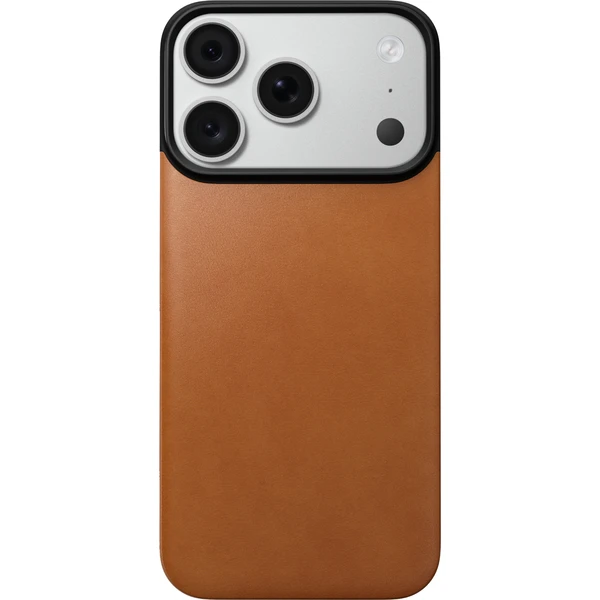 Nomad Magnetic Leather Back (Horween) MagSafe kožený kryt iPhone 17 Pro/18 Pro Saddle - Puzdra - Obrázok 9032d04aec284e628863019403882cec