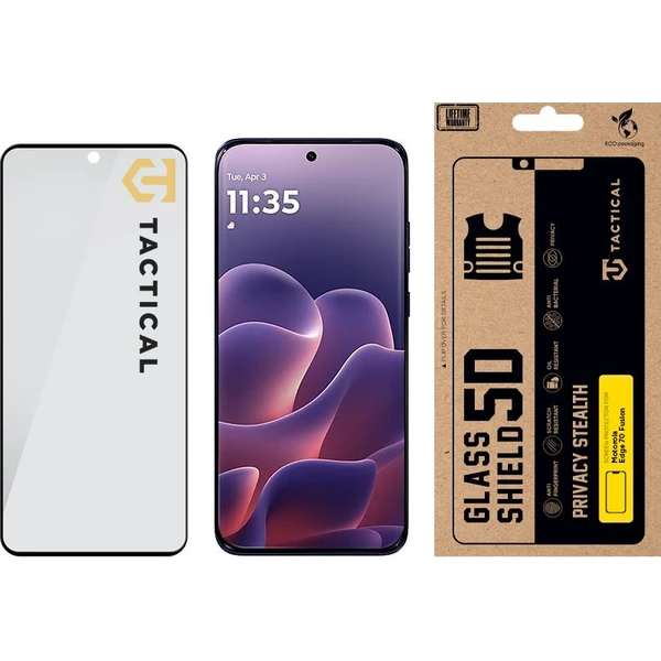 Tactical Glass Shield Privacy Stealth 5D sklo pre Motorola Edge 70 Fusion čierne - Ochranné fólie a sklo - Obrázok 905ba7811c3e4fd392d577fea7e194c1