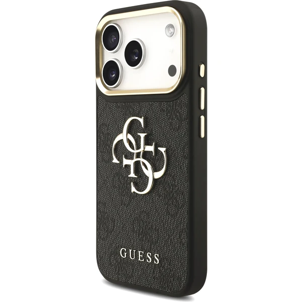 Guess PU Leather 4G Metal Logo Gold Frame kryt iPhone 17 Pro čierny - Puzdra - Obrázok 906c1e96a6614cf1aa3c1053fc876bc1