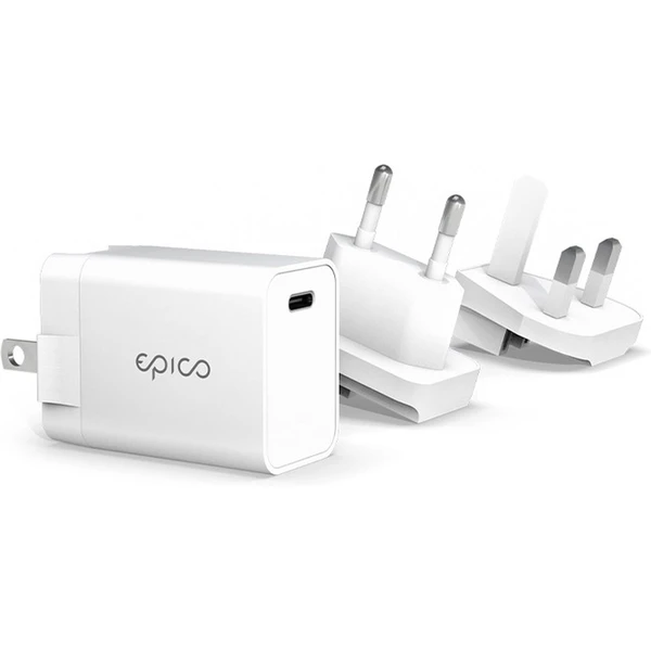 Epico 20W PD napájací adaptér vymeniteľnou zástrčkou EU/UK biela - Nabíjačky - Hlavný obrázok