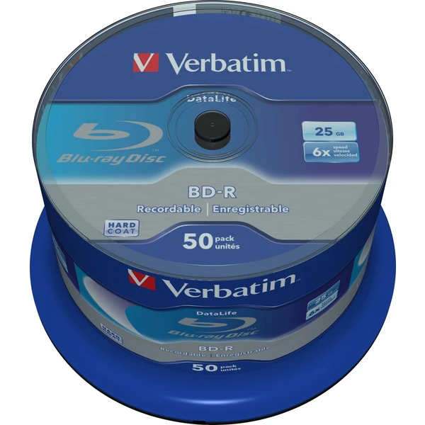 VERBATIM BD-R SL Datalife (50 ks) Blu-Ray/Spindle/6x/25GB - Optické disky - Hlavný obrázok