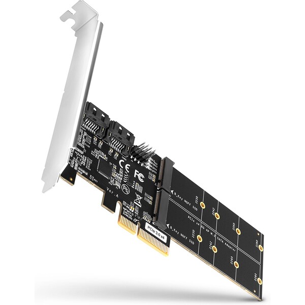 AXAGON PCES-SA4M2 PCIe radič 2x interný SATA 6G port + 2x SATA M.2 slot