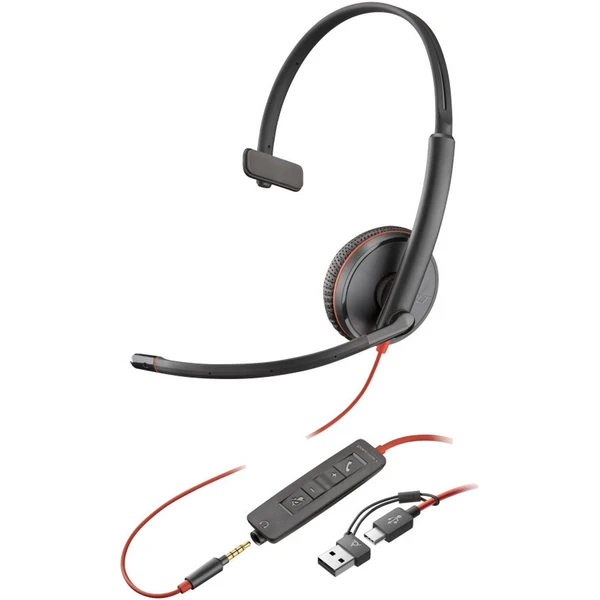 Poly Blackwire 3215 Headset + 3.5mm plug a USB-C/A adaptér - Slúchadlá - Hlavný obrázok