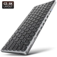 AXAGON HMC-KB-CS USB hub s klávesnicou CZ/SK šedý - USB huby