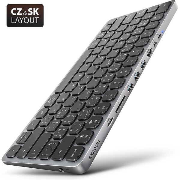 AXAGON HMC-KB-CS Klávesnica s USB hubom CZ/SK šedá