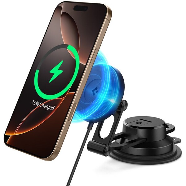 Spigen OneTap Pro 4 Dashboard/Windshield Qi2 MagSafe držiak na sklo/palubku s nabíjaním čierny