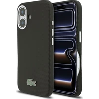Lacoste PVC Iconic Petit Pique Kovové logo MagSafe kryt iPhone 16 čierny - Puzdra